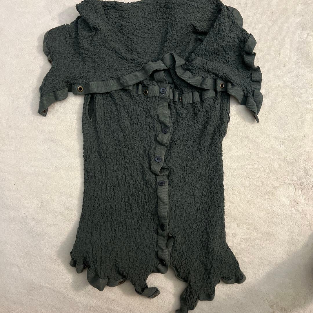 me ダークグリーン フリルキャミソール フリルキャミソールブラウス クロップド丈 全6色[品番：KH000013956