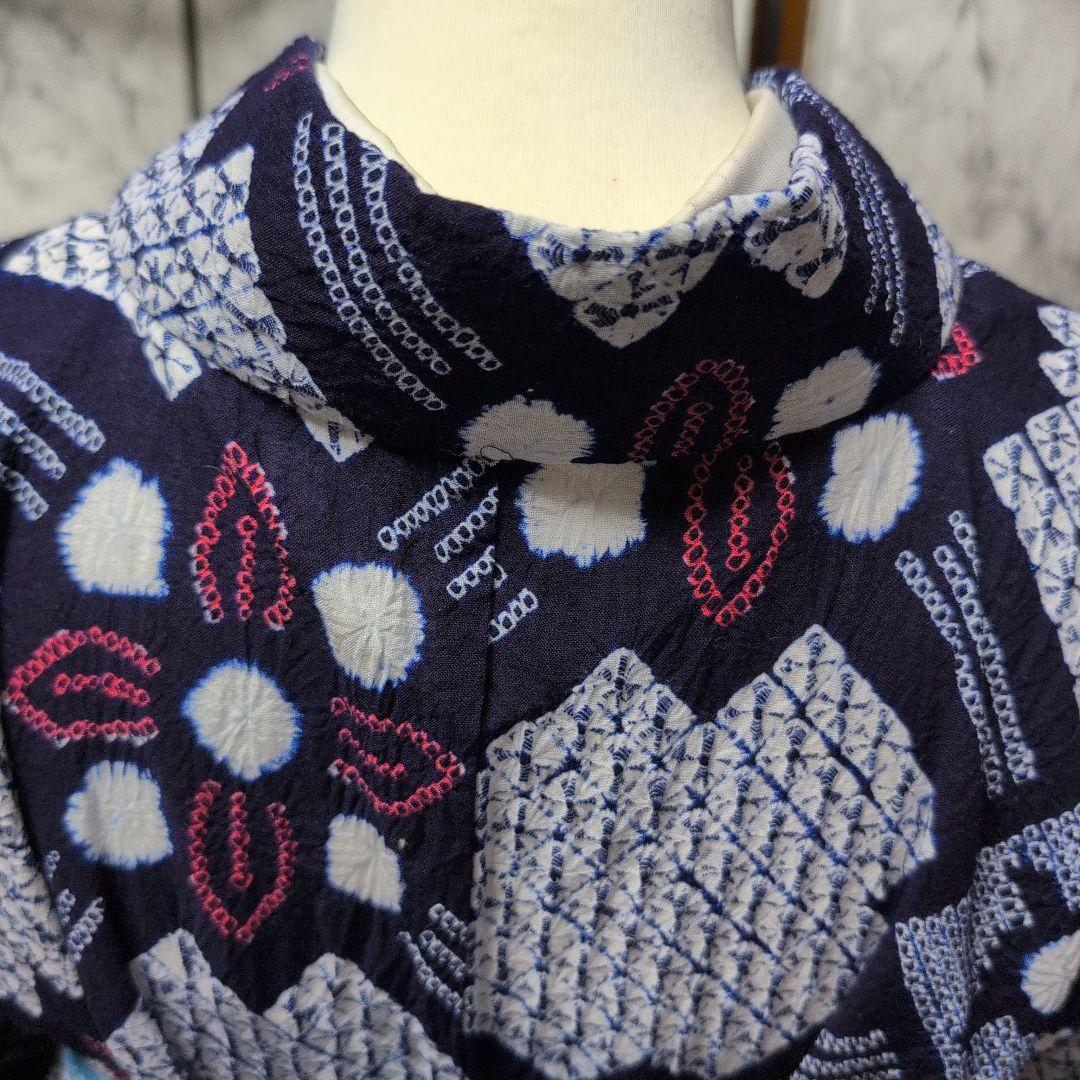 濱文子様ご購入高級有松絞り 肩当て居敷き当て付き 一部しつけ糸有り美