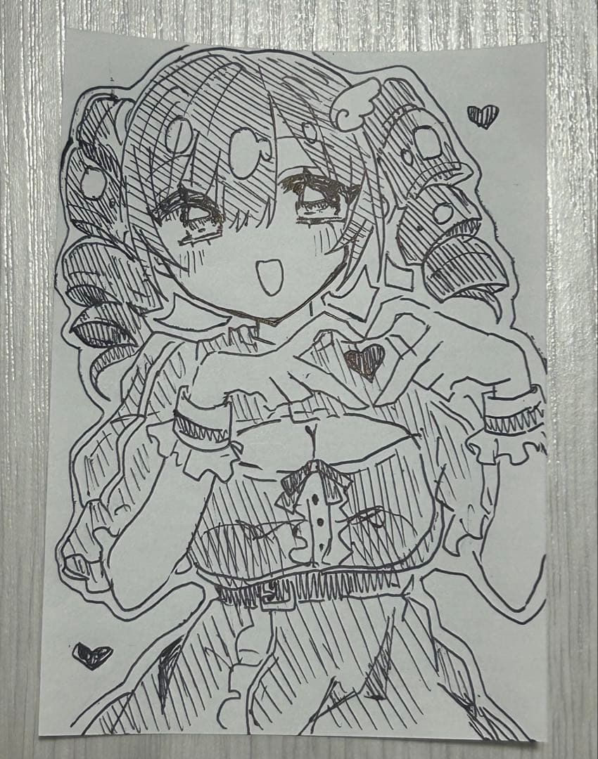 手描きイラスト アナログイラスト オリジナルイラスト 女の子 色紙