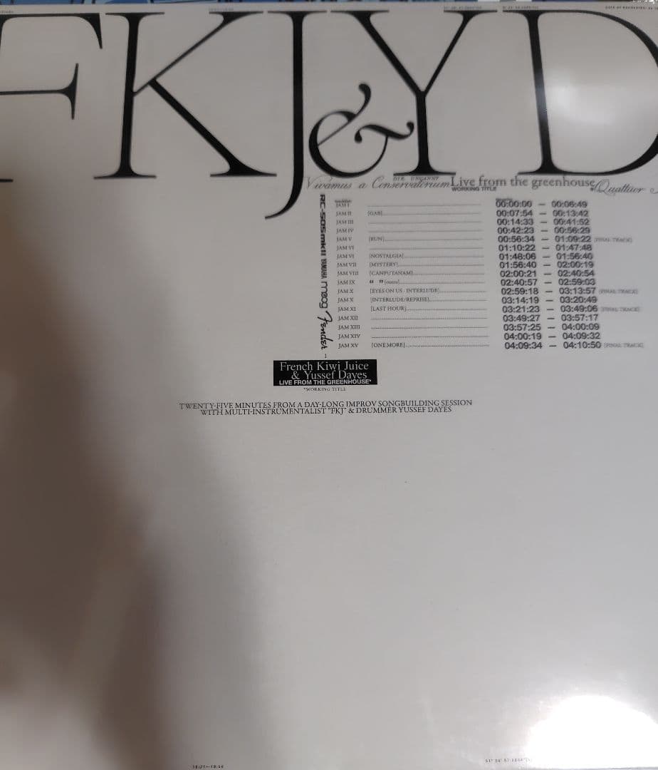 FKJ × Yussef Dayes – Live レコード LP未開封 FKJ & Yussef Dayes: Live From the Greenhouse Vinyl LP