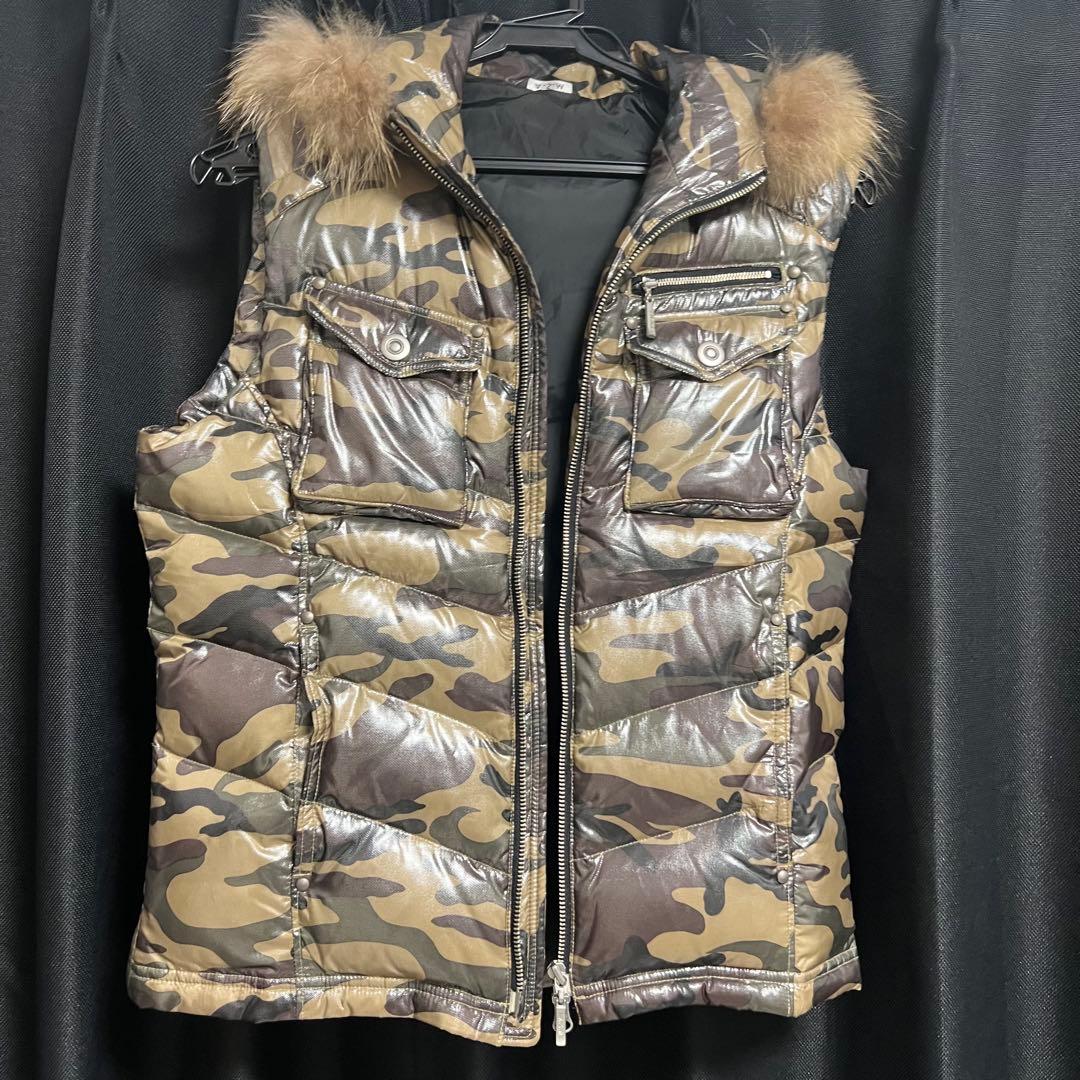 迷彩 ダウンベスト y2k 平成 ギャル男 NANA 短丈 ファー付き - メルカリ