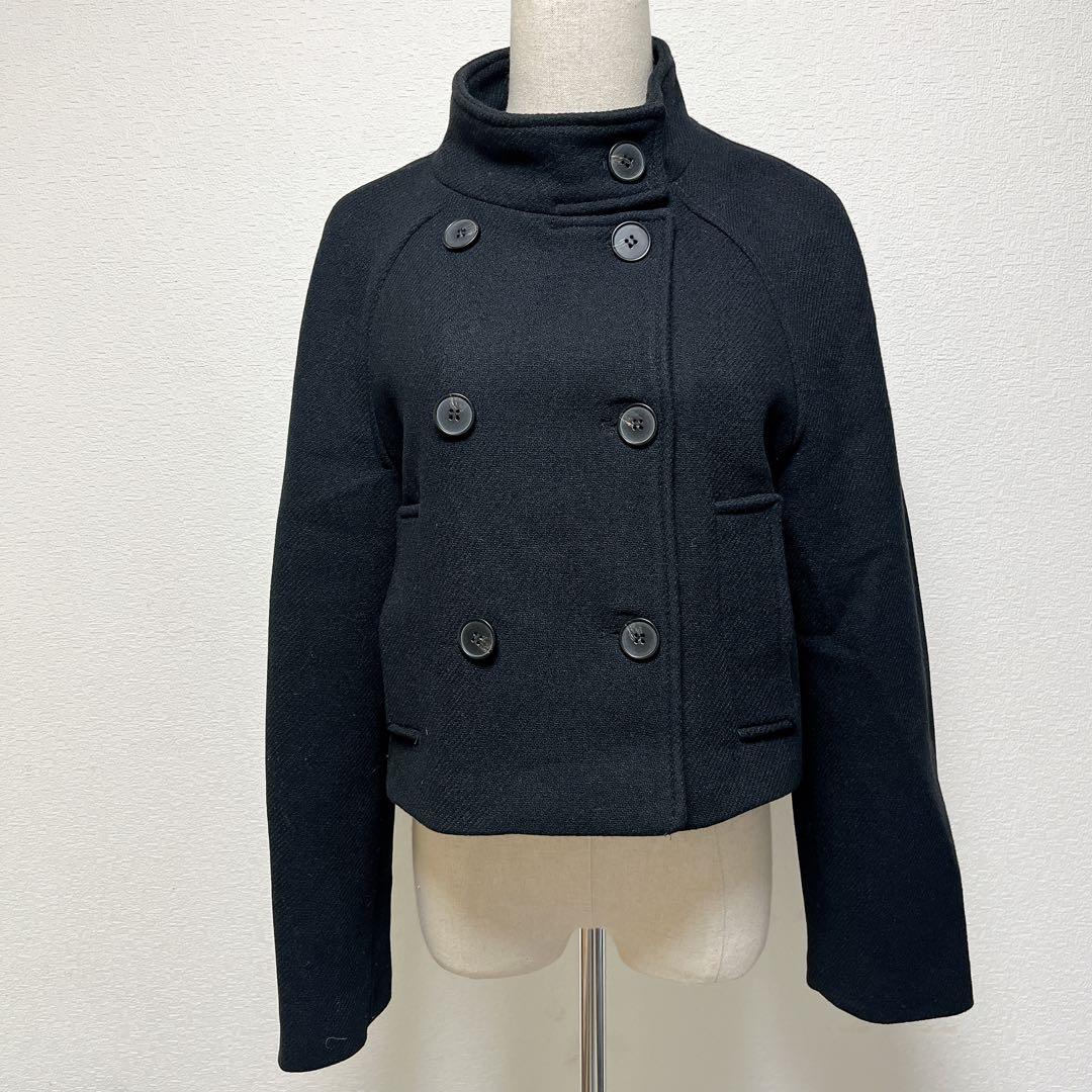 美品】ZARA ザラ クロップド ダブルブレスト ウールブレンドコート