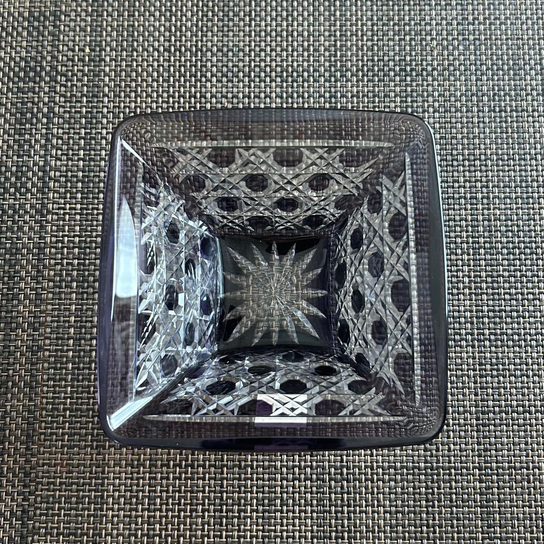 新品未使用】江戸切子 【新品未使用】江戸切子 小鉢 食器 スクエア 紫