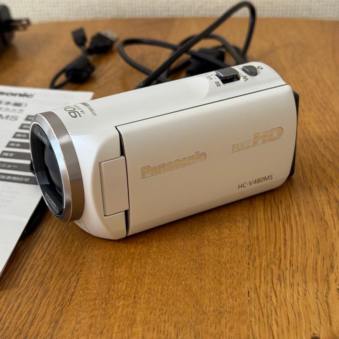 パナソニック HC-V480MS ハイビジョンビデオカメラ 白ホワイト - メルカリ