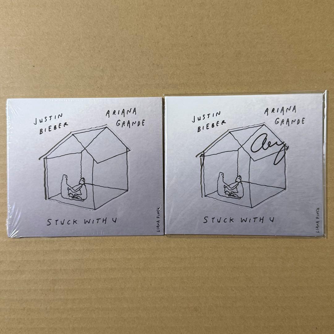 stuck with u ジャスティンビーバー アリアナグランデ サイン入りCD Justin Bieber Ariana Grande signed SWU Stuck With You Black Cd | eBay