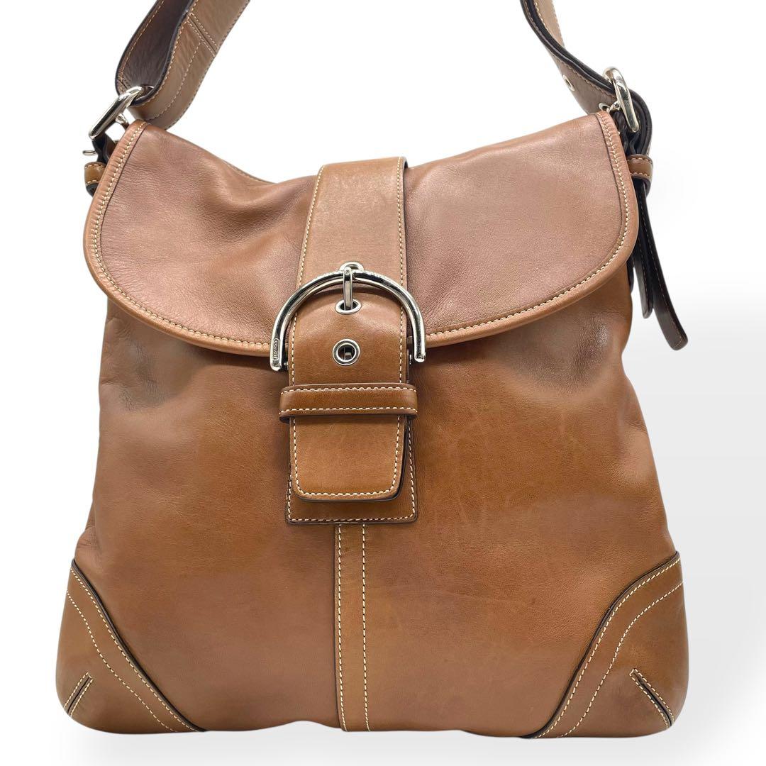 美品 COACH コーチ ソーホー ショルダーバッグ レザー ブラウン - メルカリ