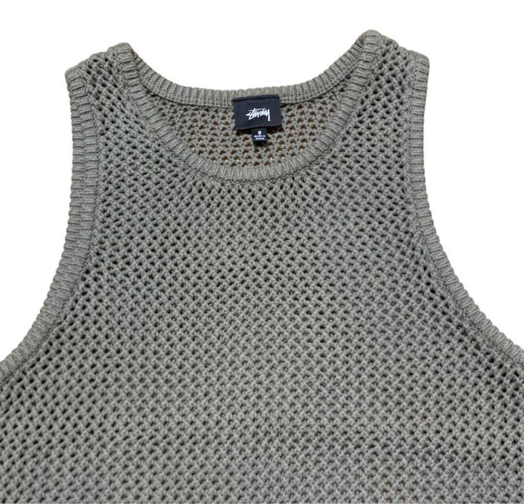 Stussy メッシュ編みタンクトップ グレーodyed mesh tank