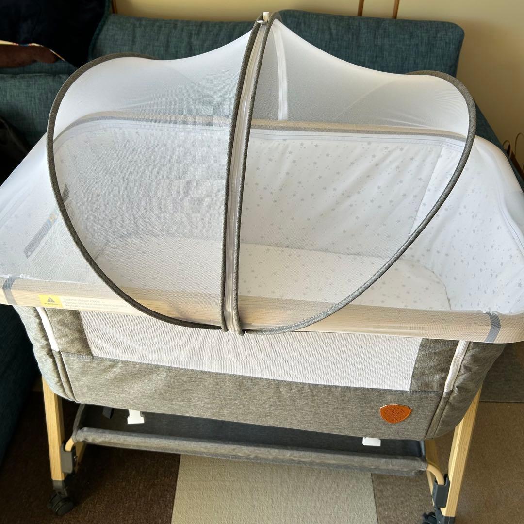 美品　HZDMJ ベビーベッド　蚊帳付き　折りたたみ式 HZDMJ ベビーベッド 折りたたみ ミニ 持ち運び ゆりかご 多機能 添い寝