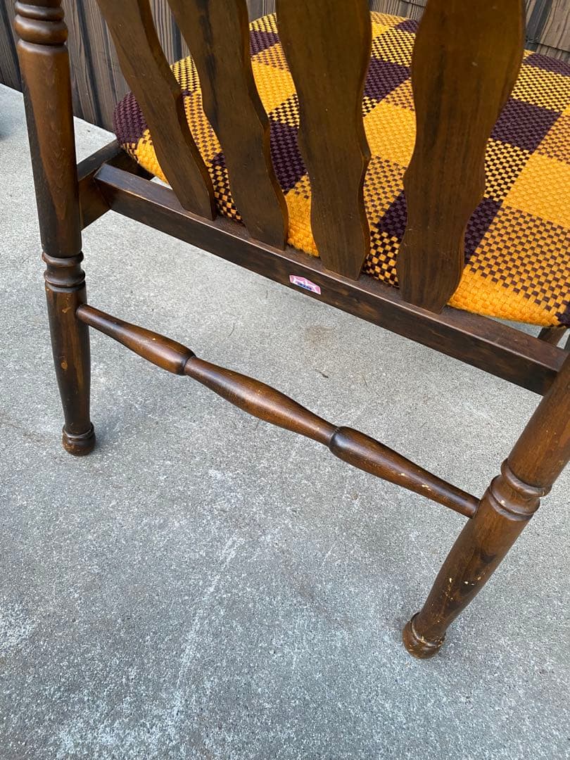 専用です チェック柄ダイニングチェア 2脚ヒダカグ レトロ 飛騨家具