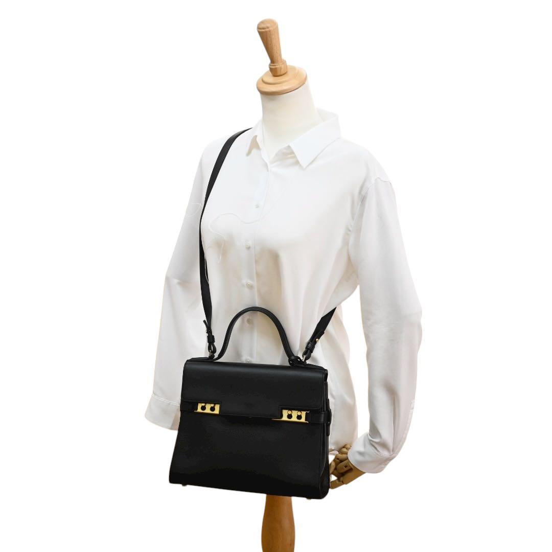 極美品】デルヴォー タンペート MM 黒 ブラック レザー ショルダー