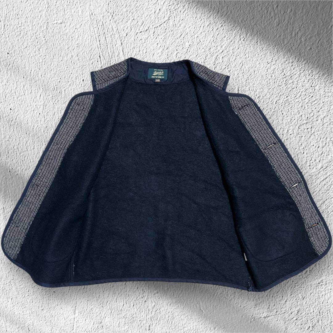 BARNS バーンズ ビーチクロス ベスト ごま塩 ワーク 紺 日本製 38