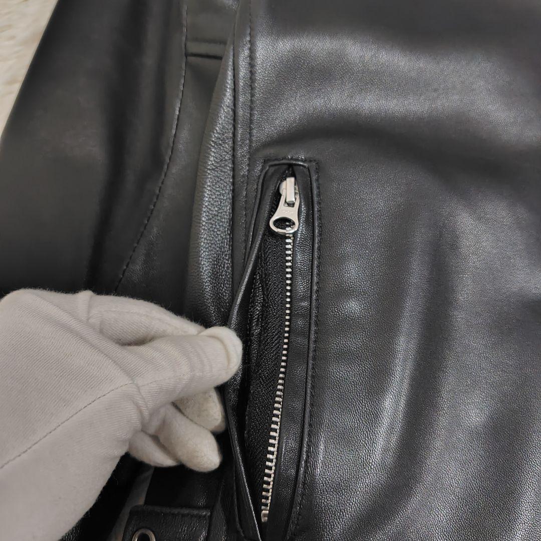 希少✨Schott ラムレザージャケット ロゴ刺繍 黒 XS - メルカリ