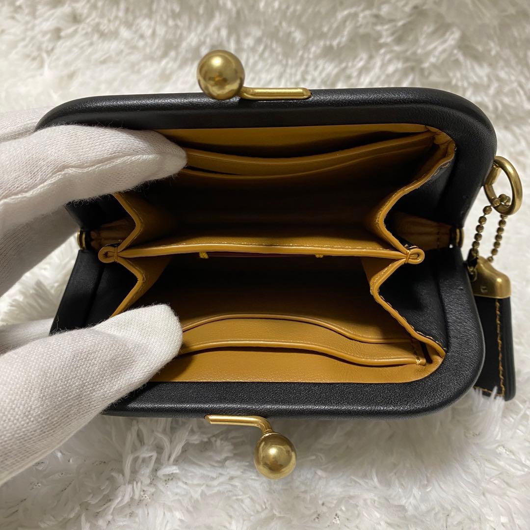 美品】大人気 入手困難 COACH コーチ がま口 キスロック レザー 黒