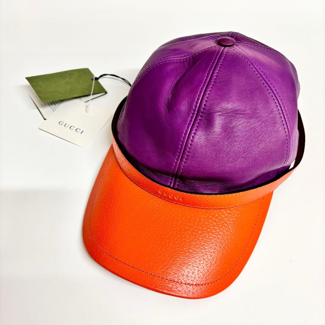 美品！GUCCI グッチ レザー ベースボール キャップ 帽子 M 羊革 - メルカリ