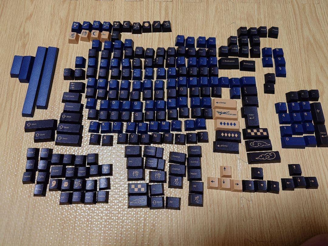 ラ*ロ様 GMK BLUE SAMURI キーキャップセット　ABSダブルショッ KBDiy GMK Blue Samurai Keycaps Korean PBT Custom KOA Profilefor