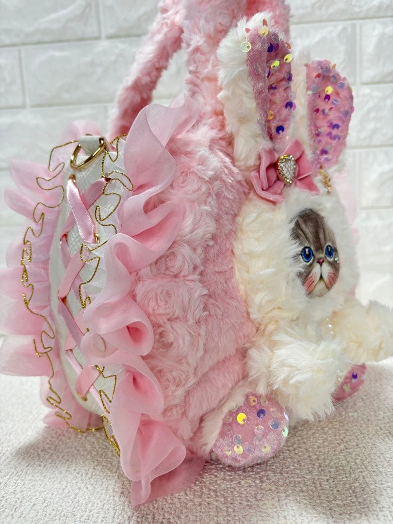 そ*2様 コヤンイサムチョン ハンドメイド ファーフリルバッグ ピンク