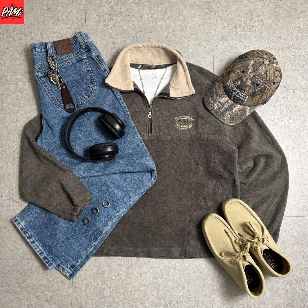 c-boy style (T45)ハーフジップフリースシティボーイコーデ古着 c-boy style (T45)ハーフジップフリースシティボーイコーデ古着