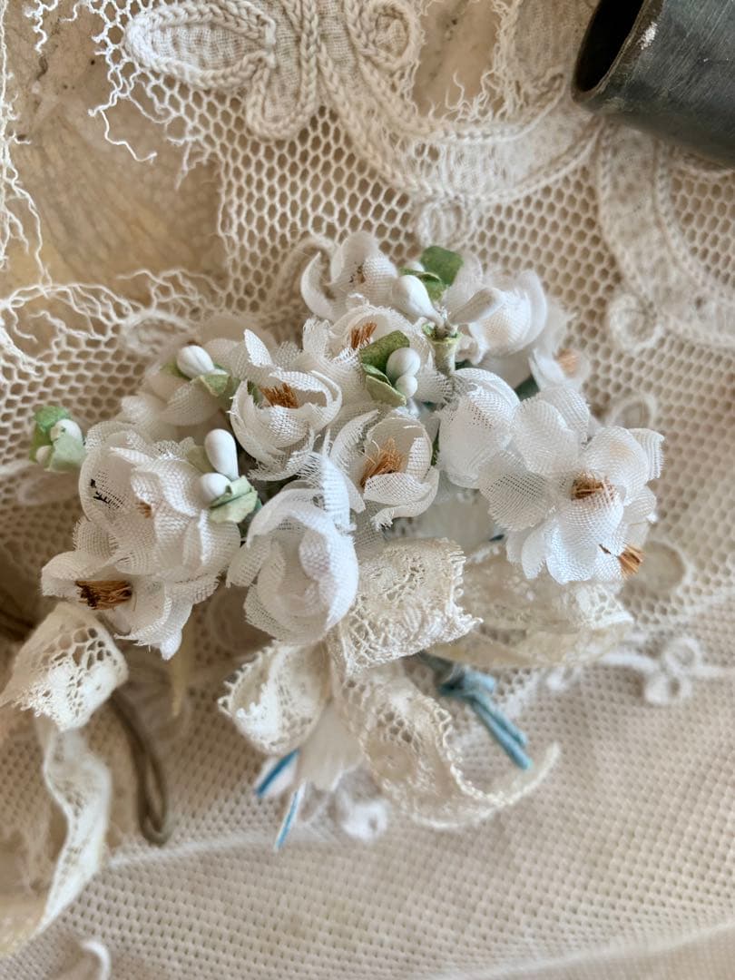 フランスアンティークジャルディニエール布花＆キャンドルホルダー