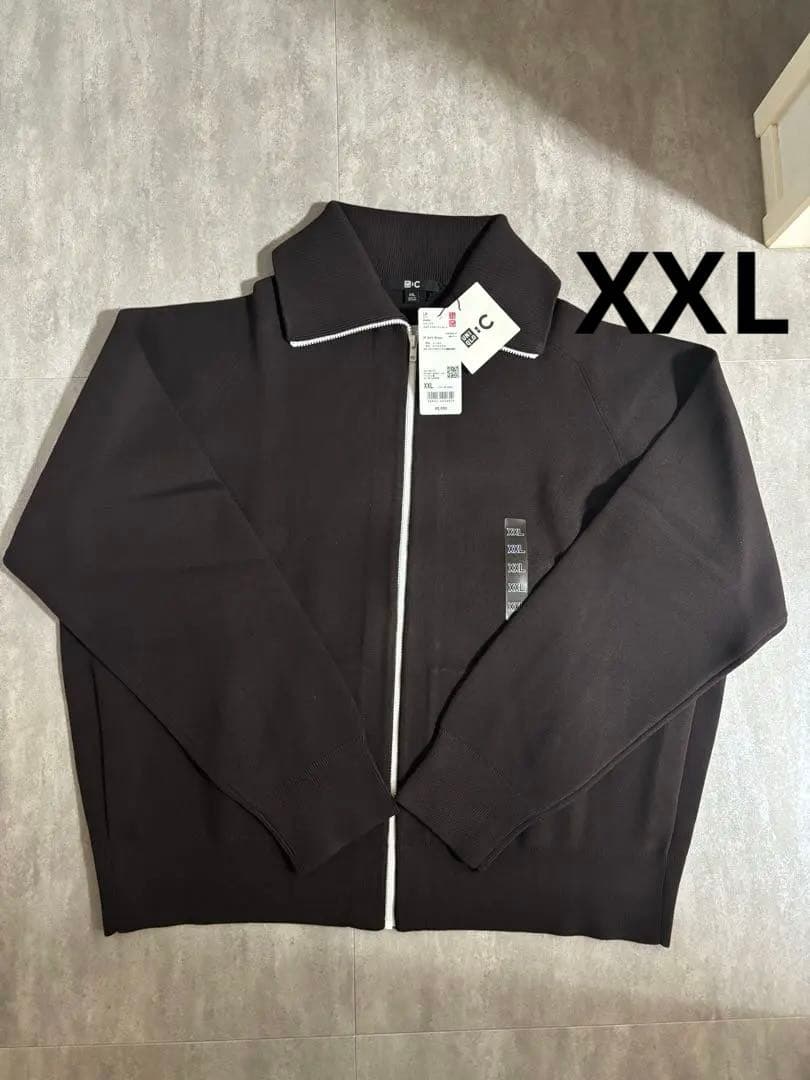 完売品】ユニクロC ミラノリブフルジップカーディガン ダークブラウン