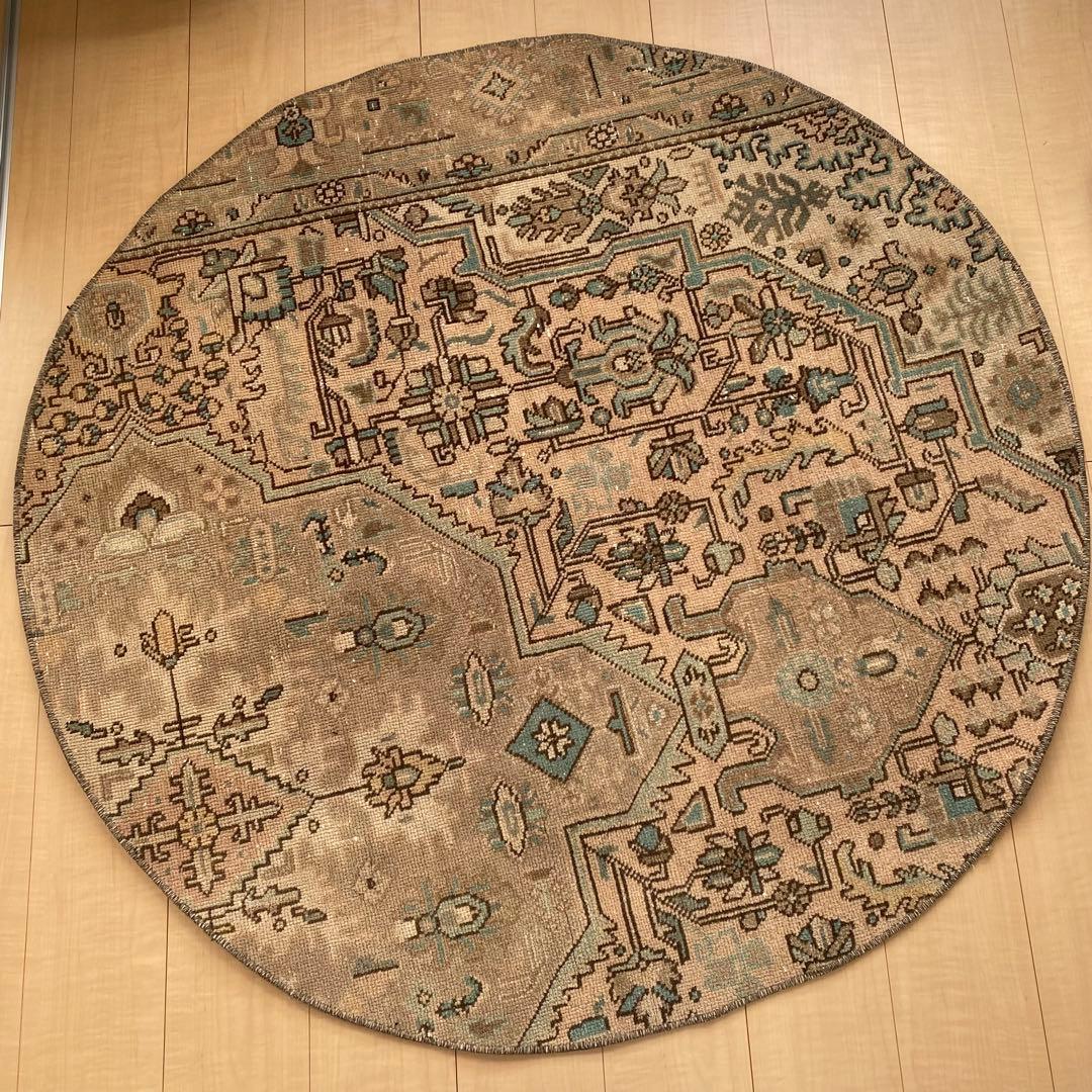 トルコ ヴィンテージラグ ラウンド サークル ターキッシュラグ ヴィンテージターキッシュラグ オーバーダイラグ トルコラグ