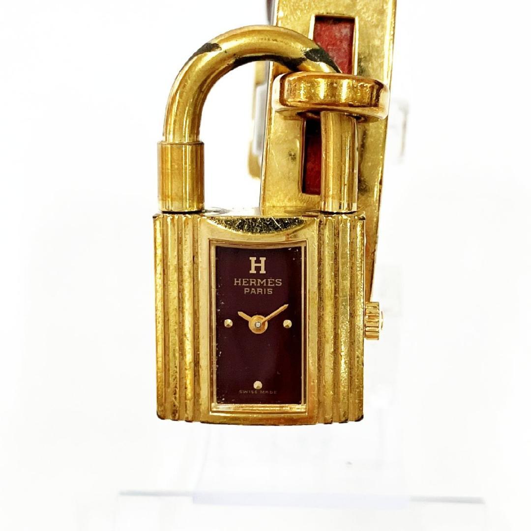 HERMES ケリーウォッチ GP ボルドー系文字盤 クオーツ レディース腕時計 ケリーウォッチ レディース 腕時計 クオーツ GP レザー ボルドー