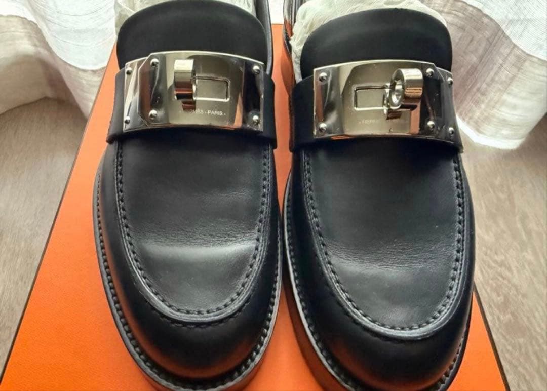 HERMESエルメス ホット ケリーバックルモカシンローファー36.5