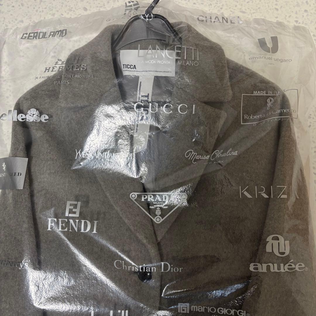 極美品 TICCA ティッカ ウールショートコート ピーコート グレー