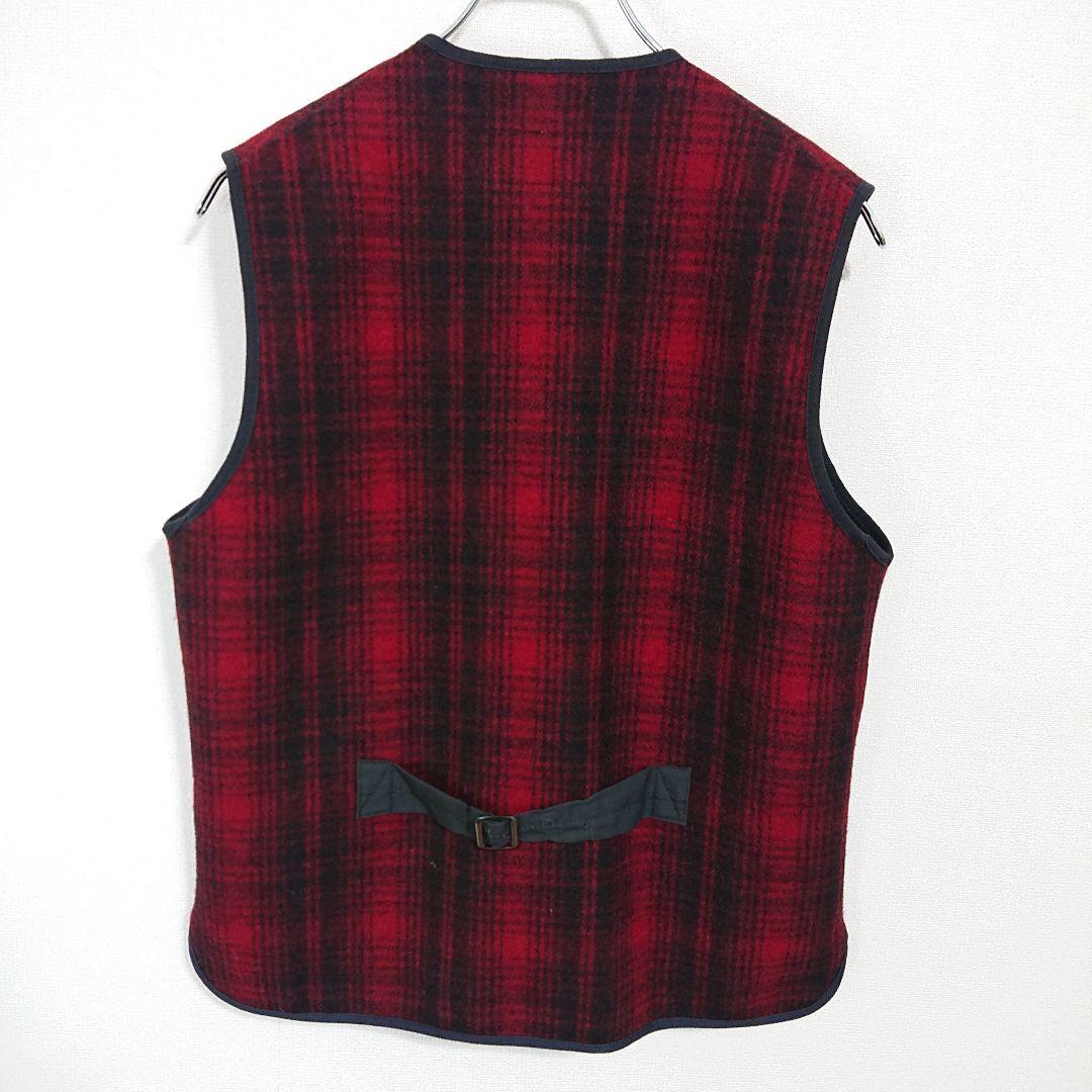 90s US製 エルエルビーン L.L.Bean ウール チェックベスト レッド