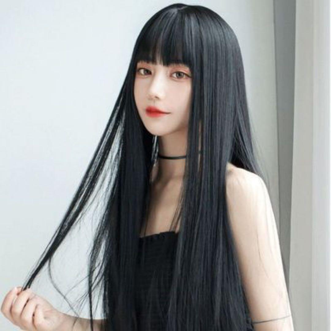 ウィッグ フルウィッグ 黒髪 ブラック 自然 ロング ストレート
