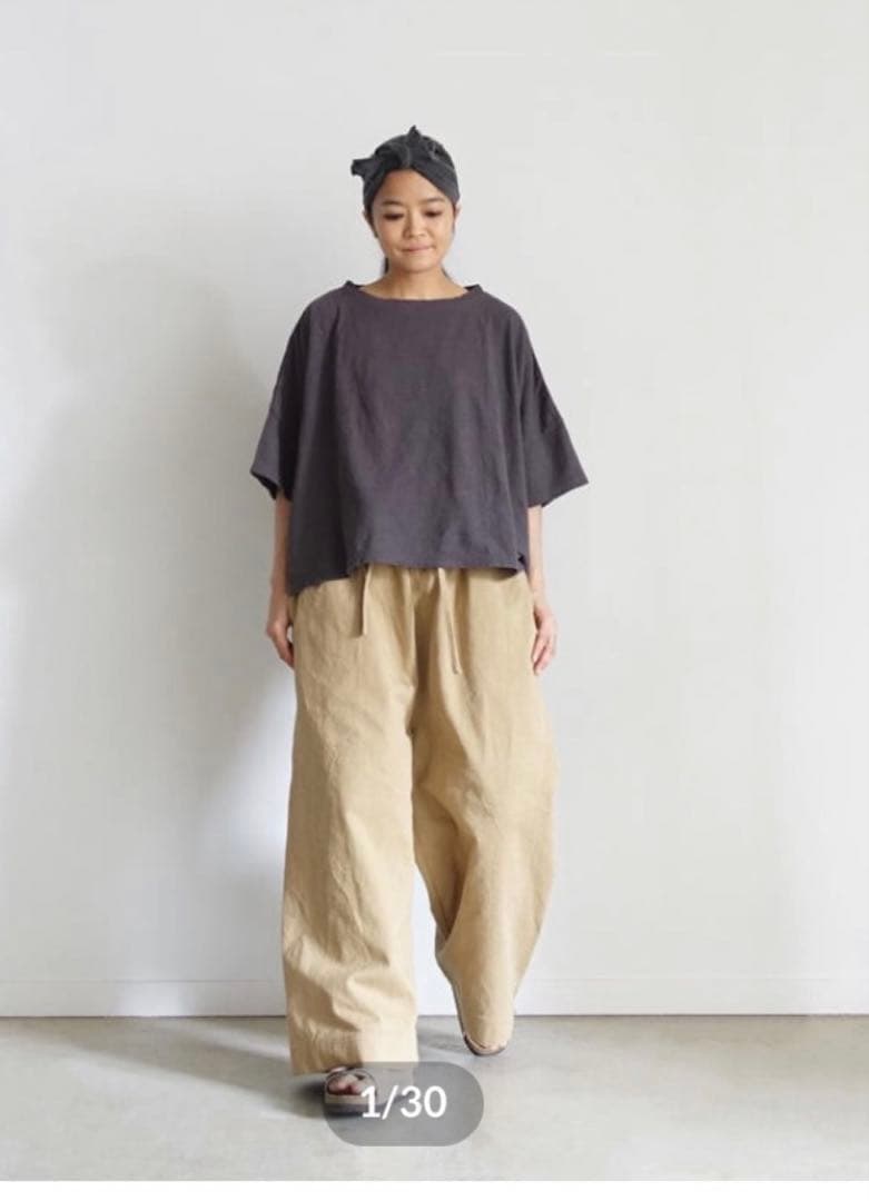 【新品】ichi アンティーク　コットン ワイドパンツ ベージュ ICHI（イチ） ICHI Antiquite's アンティークス ワイドパンツ