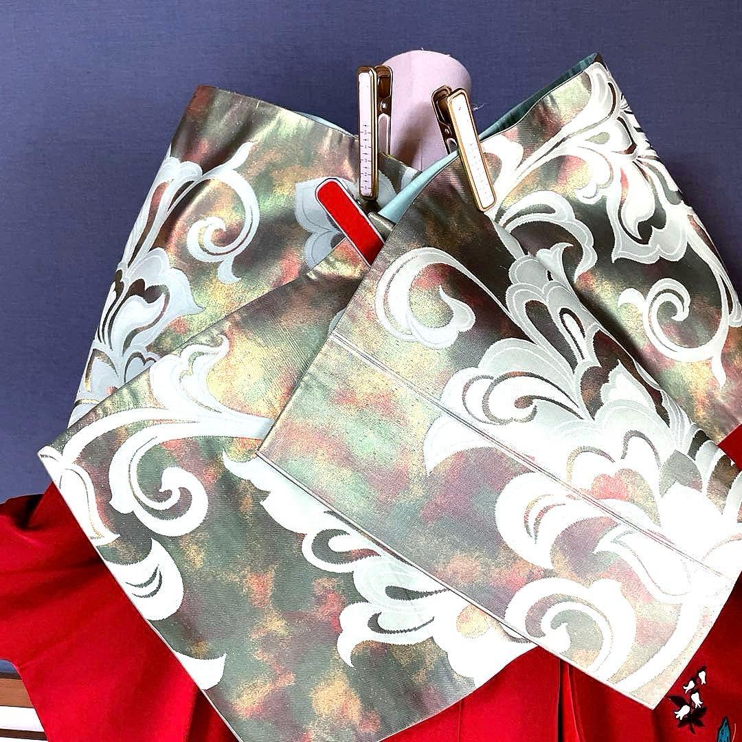 振袖フルセット 手描き友禅 成人式振袖 振袖 裄丈68 バタフライ 赤