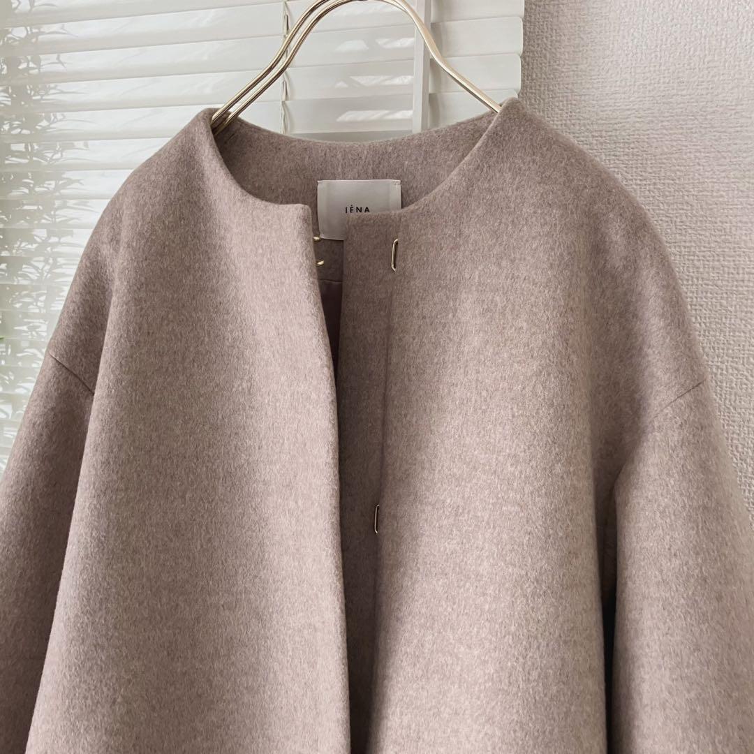 美品】【2024AW】IENAシャルムビーバーAラインコート ノーカラーコート
