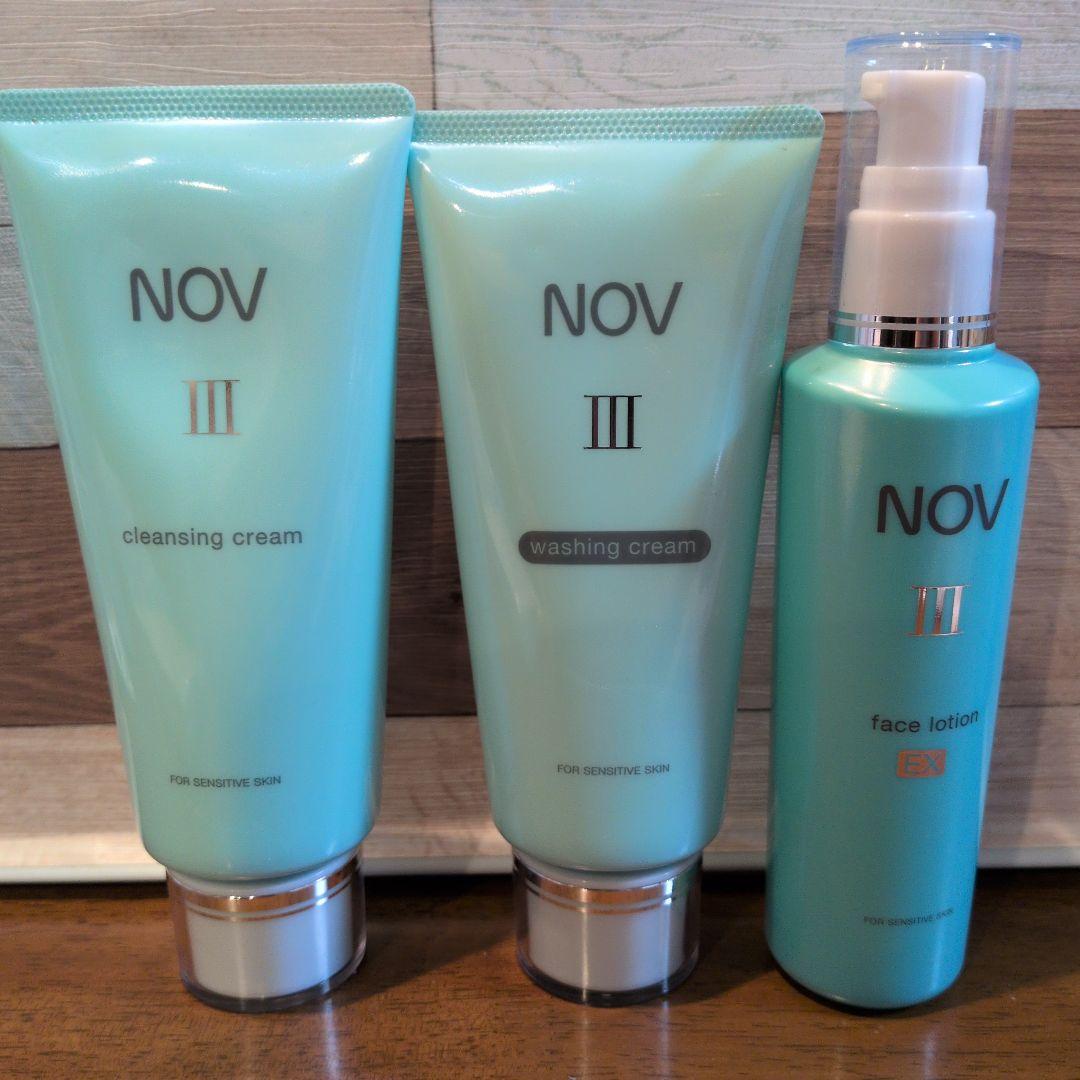 NOV III クレンジングクリーム・ウォッシングクリーム・フェイスローション 試用レポ】敏感肌のための低刺激性化粧品『ノブ』のIIIシリーズより
