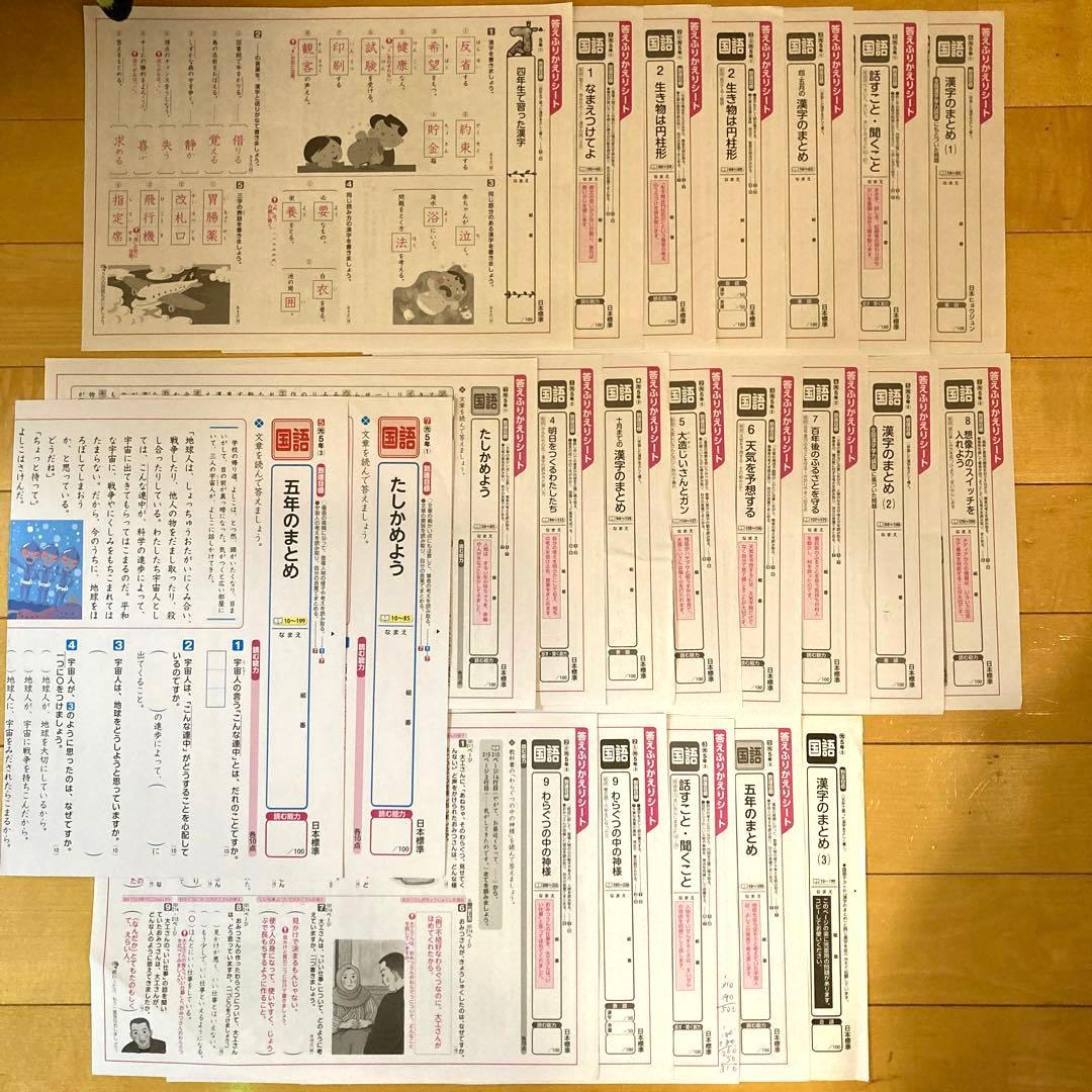 小学5年 国語 1年分 カラーテスト 答えふりかえりシート - メルカリ