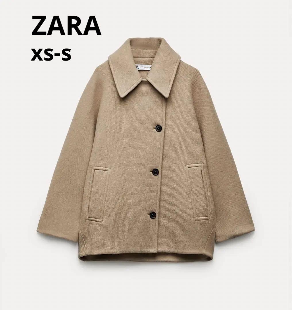 ZARA ショートウールブレンドコート ベージュ xs-s - メルカリ