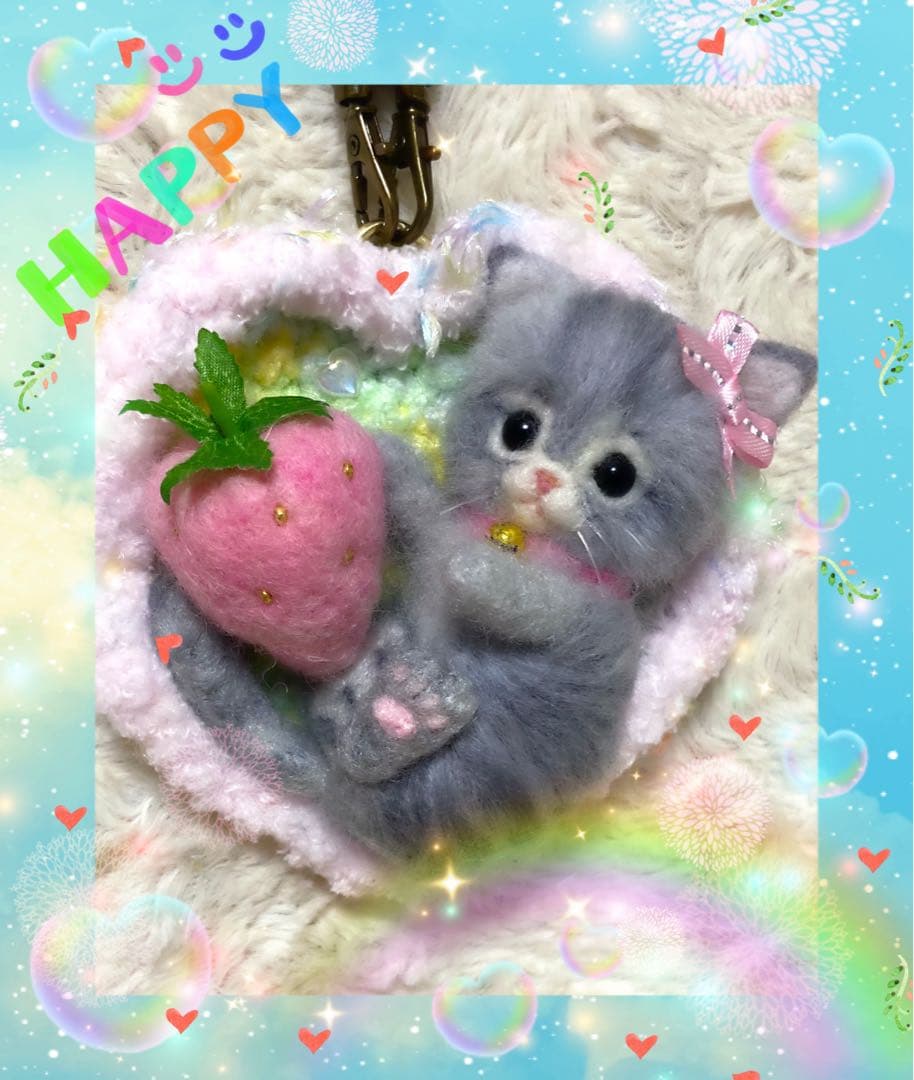 羊毛フェルト。猫。サバトラ。バッグチャーム。 - メルカリ