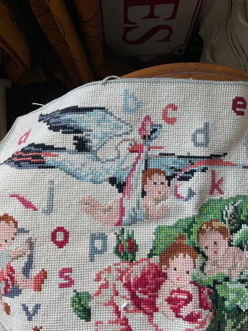 アメリ様専用アンティーク サンプラー アルファベット 刺繍 プチポアン