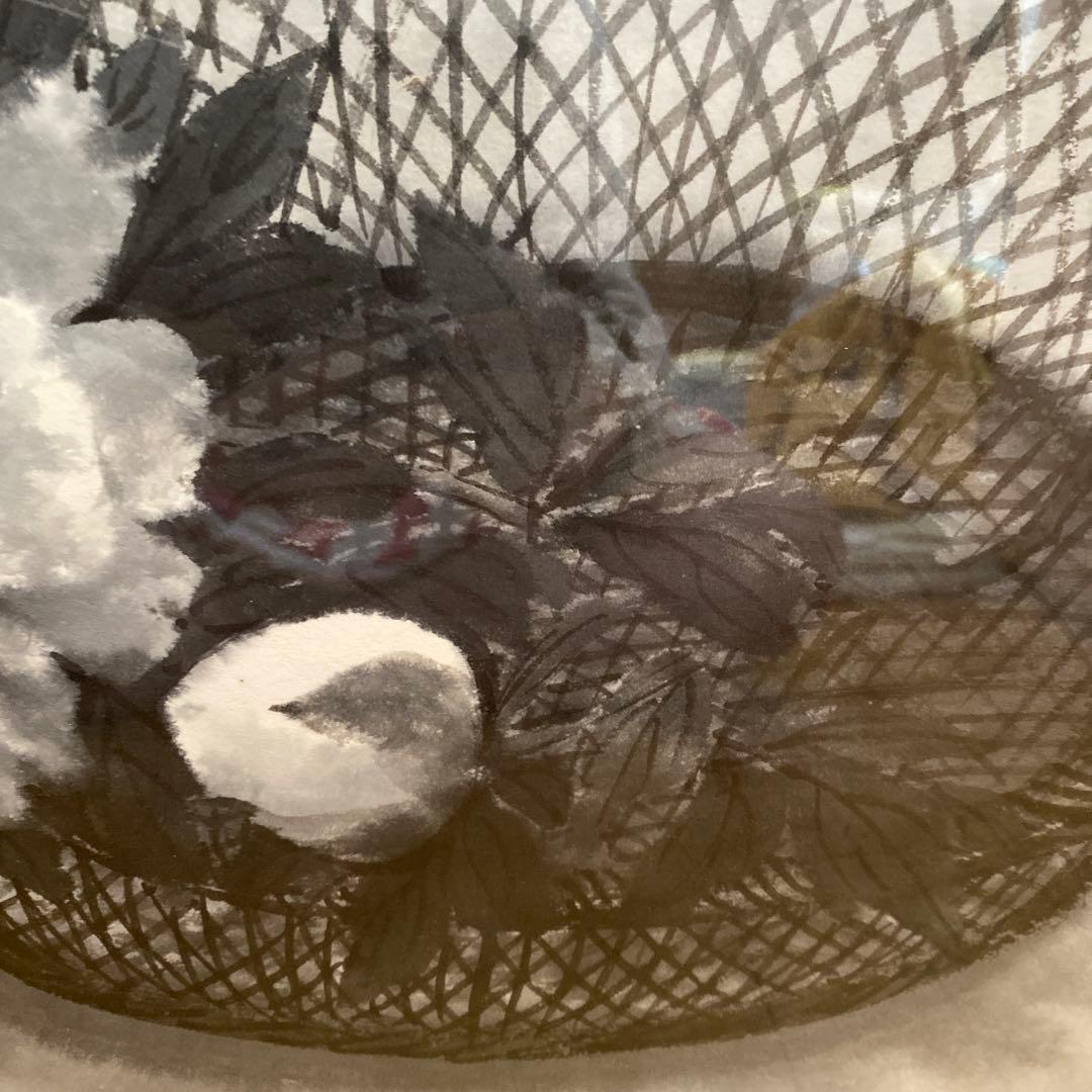 穐月明 籠の牡丹 日本画