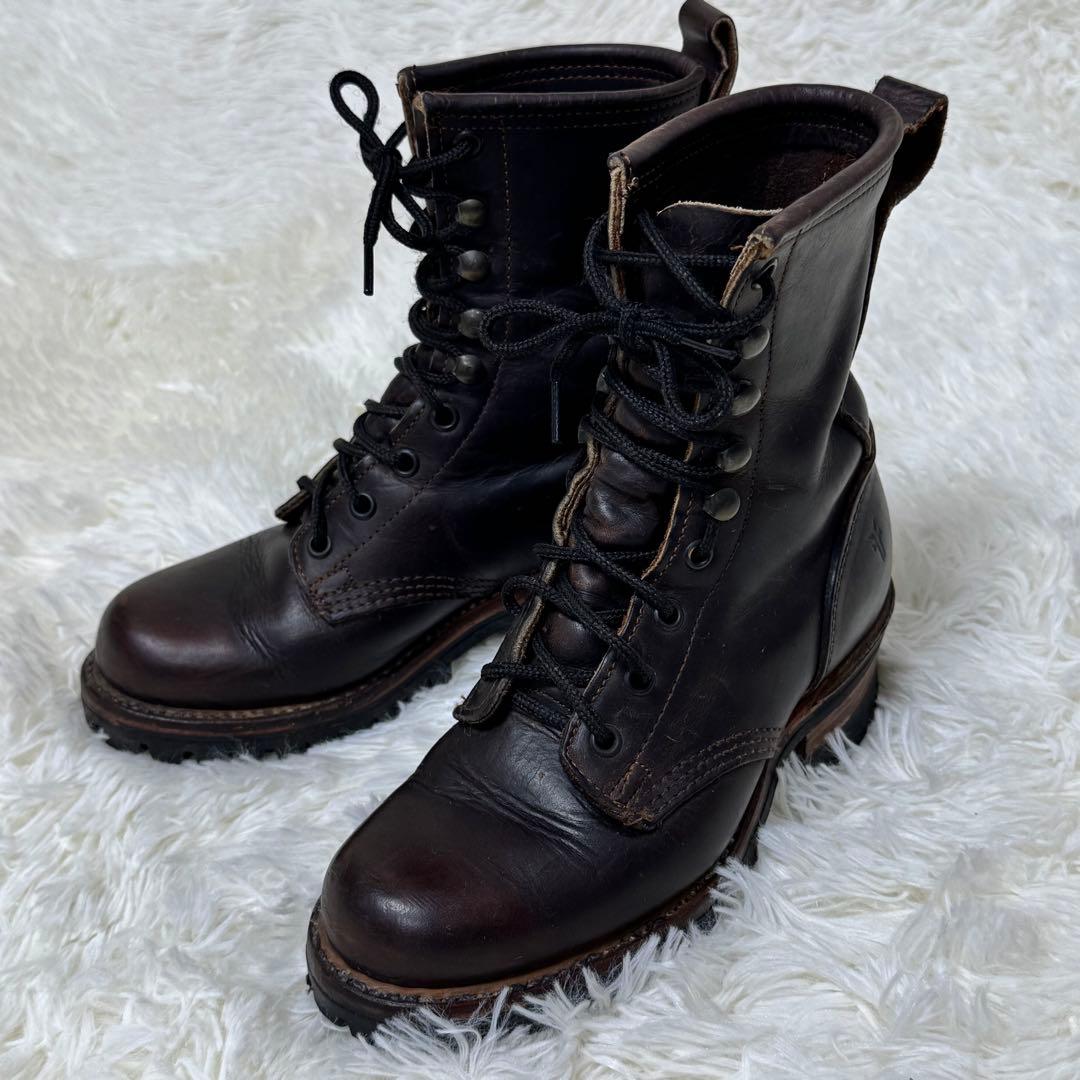 【希少・USA製】FRYE フライ ロガーブーツ 6M（24cm）ビブラムソール FRYEレディースレザーワークブーツ茶○230427k5-w-bt-24cm古着フライ