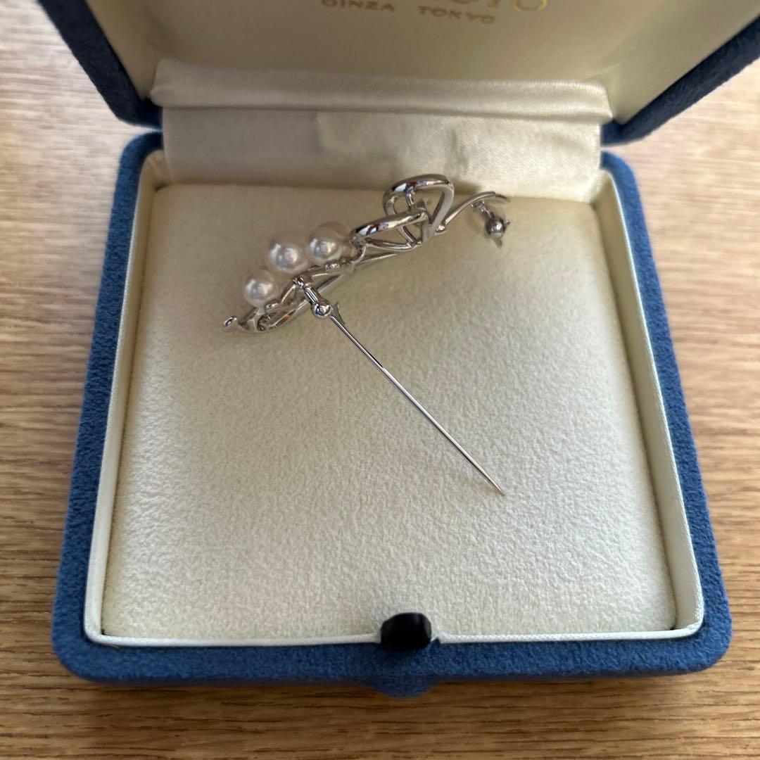 MIKIMOTO ミキモト真珠パールブローチ シルバー 5珠花束