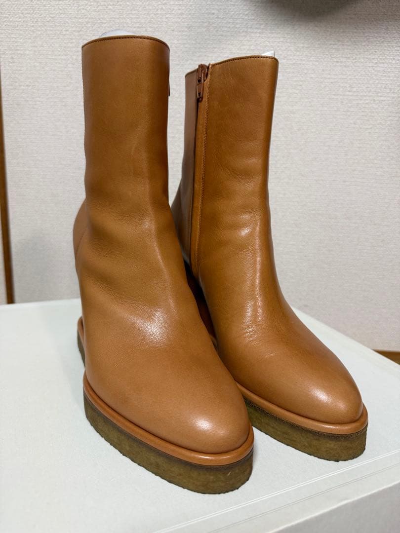 CELINE レザー ウェッジブーツ 38 セリーヌ CELINE CELINE ショートブーツ CHELSE BOOTS 45 BULKY