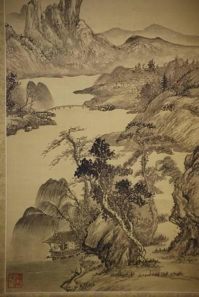 模写/王石谷（王）/山水画賛/布袋屋掛軸HC-820 中国山水掛軸、石谷子王き（ワン、フィ）大幅 - メルカリ