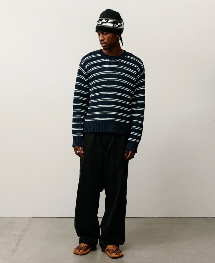 トップス stussy CHUNKY COTTON STRIPE SWEATER Stussy Chunky Cotton Stripe Sweater Brown PKWY32140 Murah Terbaik
