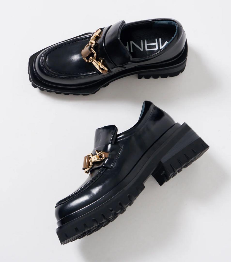 ⭐*ん様 MANAダブルフックローファー ブラック 38size 新品 楽天市場】MANA マナ/ 551206 ダブルフックローファー 厚底ローファー