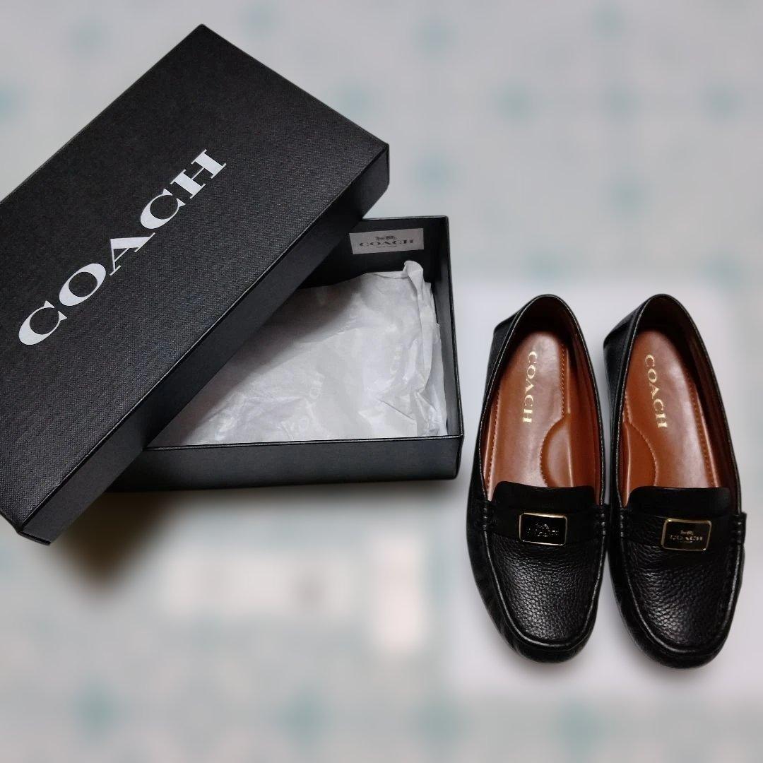 【送料・匿名配送】美品COACH ブラックレザー サイズ6　 23cm相当 COACH（コーチ） 財布 レディース 二つ折り アウトレット 折財布