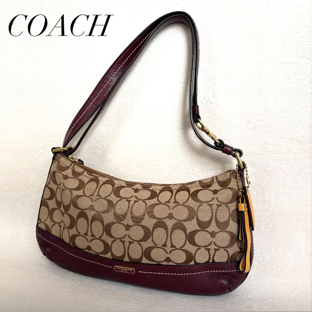 ⭐︎美品【COACH】ワンショルダーバッグ キャンバス レザー シグネチャー 総柄 COACH（コーチ） 52577 サットン クロスボディ シグネチャー PVC