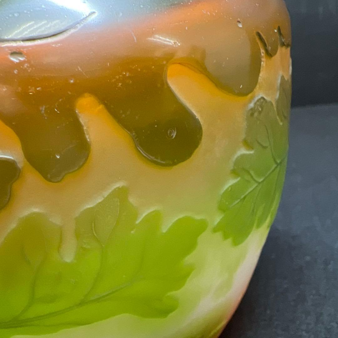 エミール・ガレ 第二期工房酸化腐食彫花入 木箱 幅約14