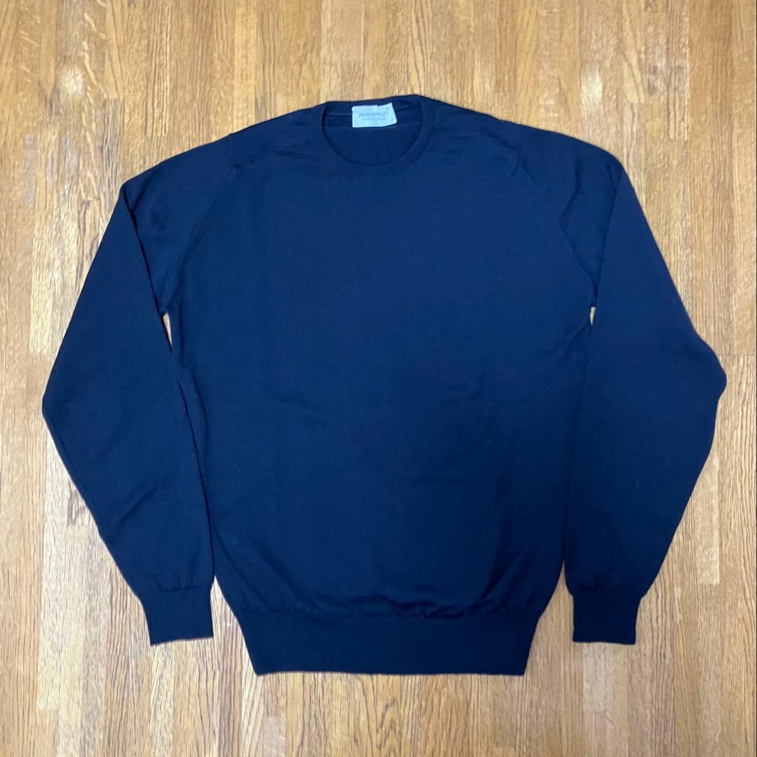 美品 JOHN SMEDLEY ネイビー クルーネックセーター Mサイズ JOHN SMEDLEY（ジョンスメドレー） クルーネックニット ネイビー - ZABOU