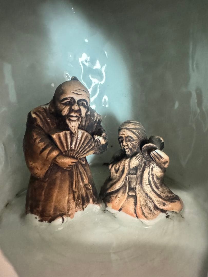 1675 希少 平戸焼 大花瓶 大壺 陰刻 人物浮彫 時代物