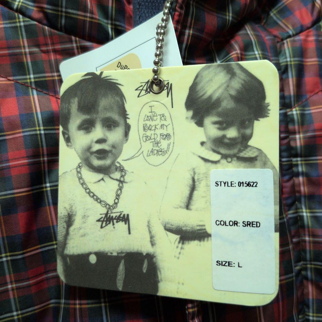 STUSSY レッド・チェック ダウンジャケット Lサイズ - メルカリ